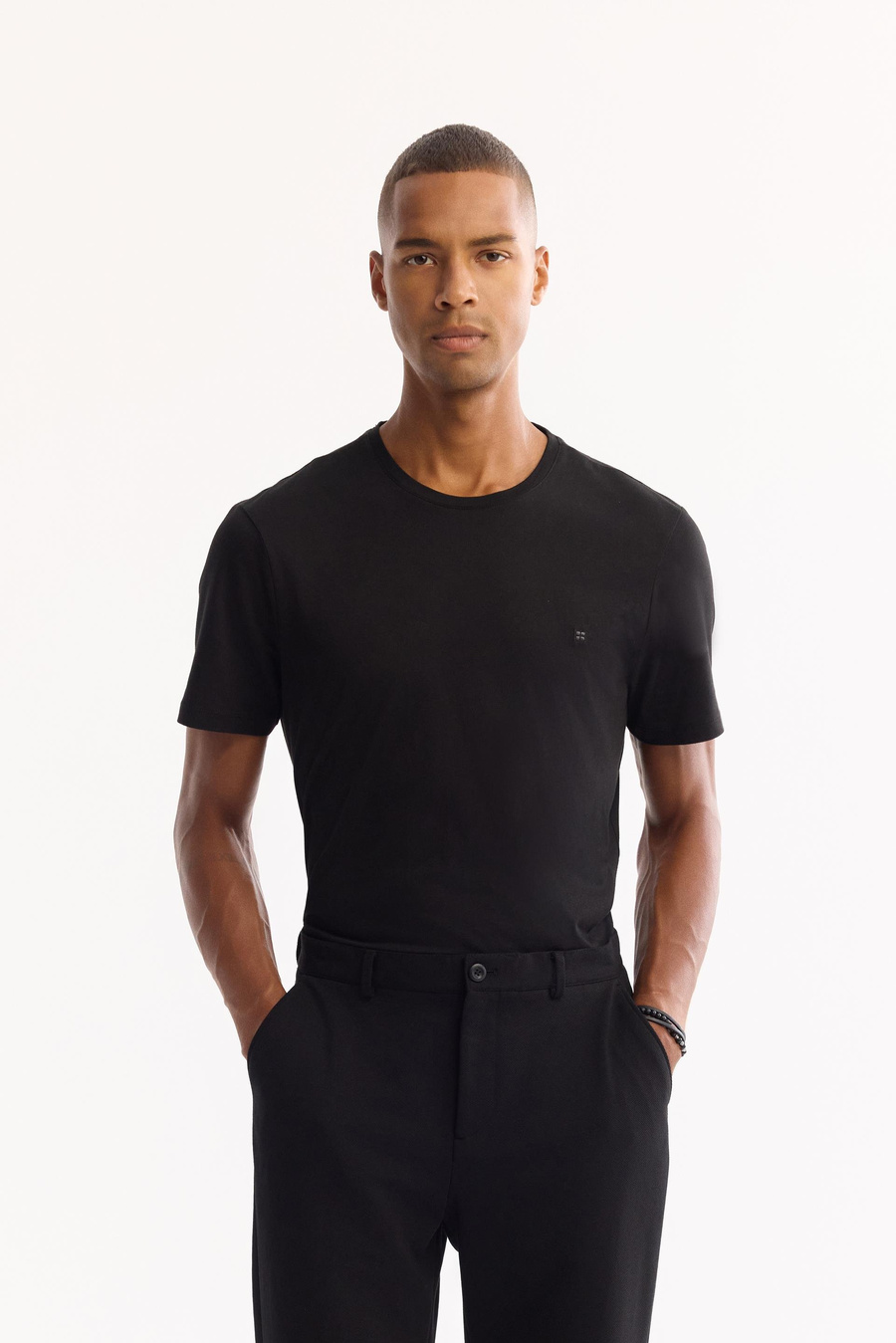 Siyah Diyagonal Desenli Carrot Fit Örme Pantolon