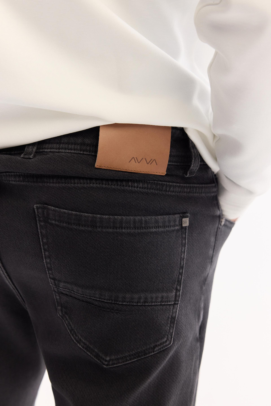 Siyah Eskitme Yıkamalı Overdy Non-Denim Jean Pantolon