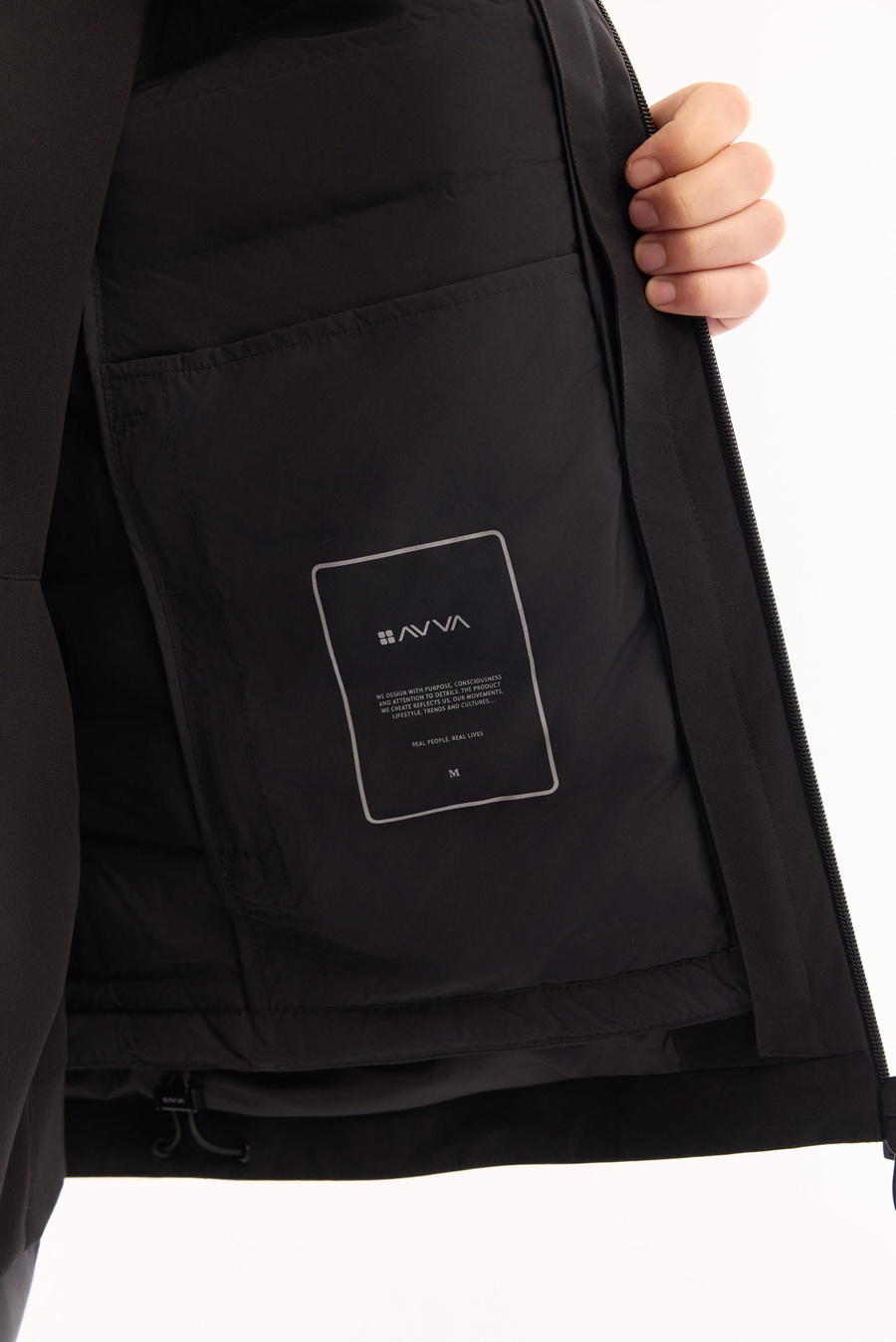 Siyah Fonksiyonel Çift Kullanımlı Ördek Tüyü İnce Mont