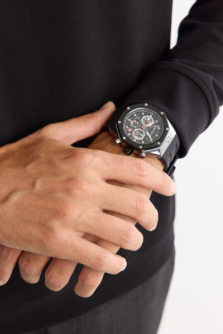 Siyah - Gümüş Silikon Saat