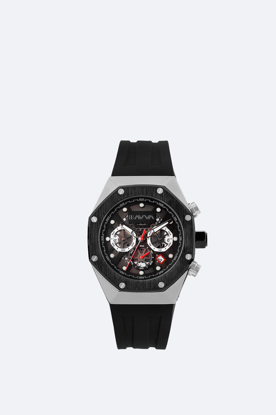 Siyah - Gümüş Silikon Saat