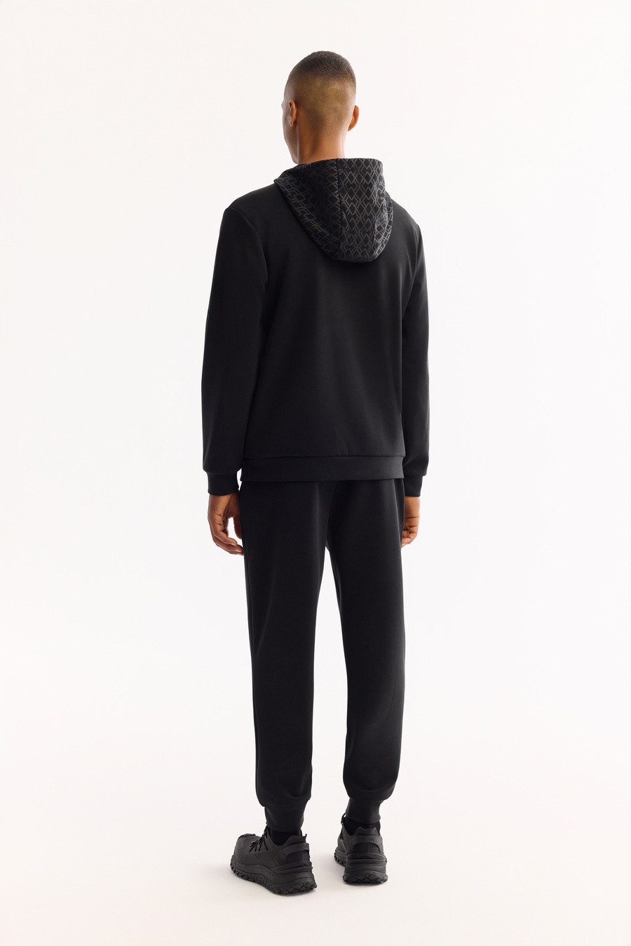 Siyah Kapüşonlu Soft Touch Baskılı Sweatshirt