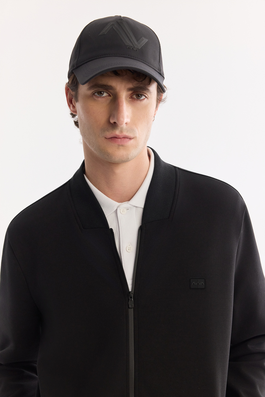 Siyah Kare Yaka Fermuarlı Pamuklu Kolay Ütülenen Sweatshirt