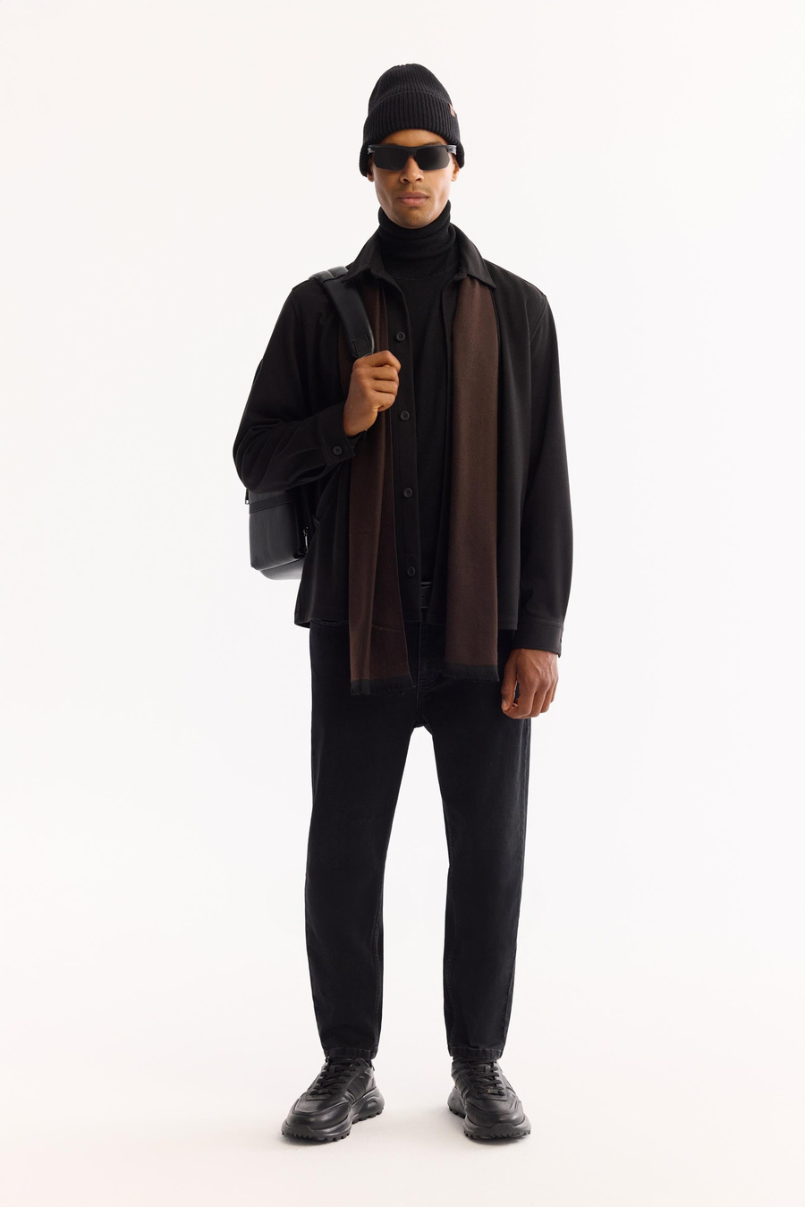 Siyah Kaşe Görünümlü Comfort Fit Uzun Kollu Gömlek Ceket