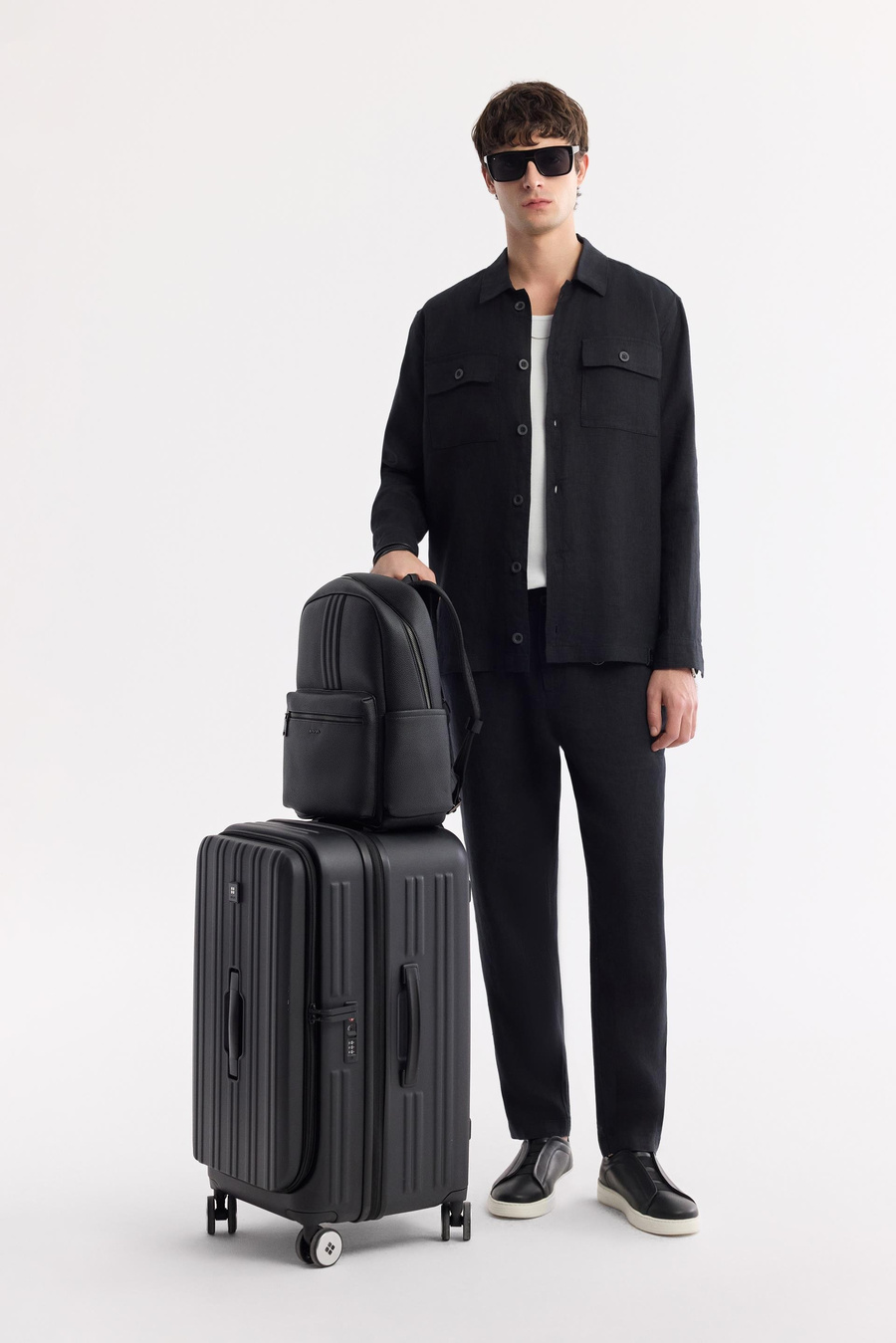 Siyah Klasik Yaka %100 Keten Comfort Fit Gömlek Ceket