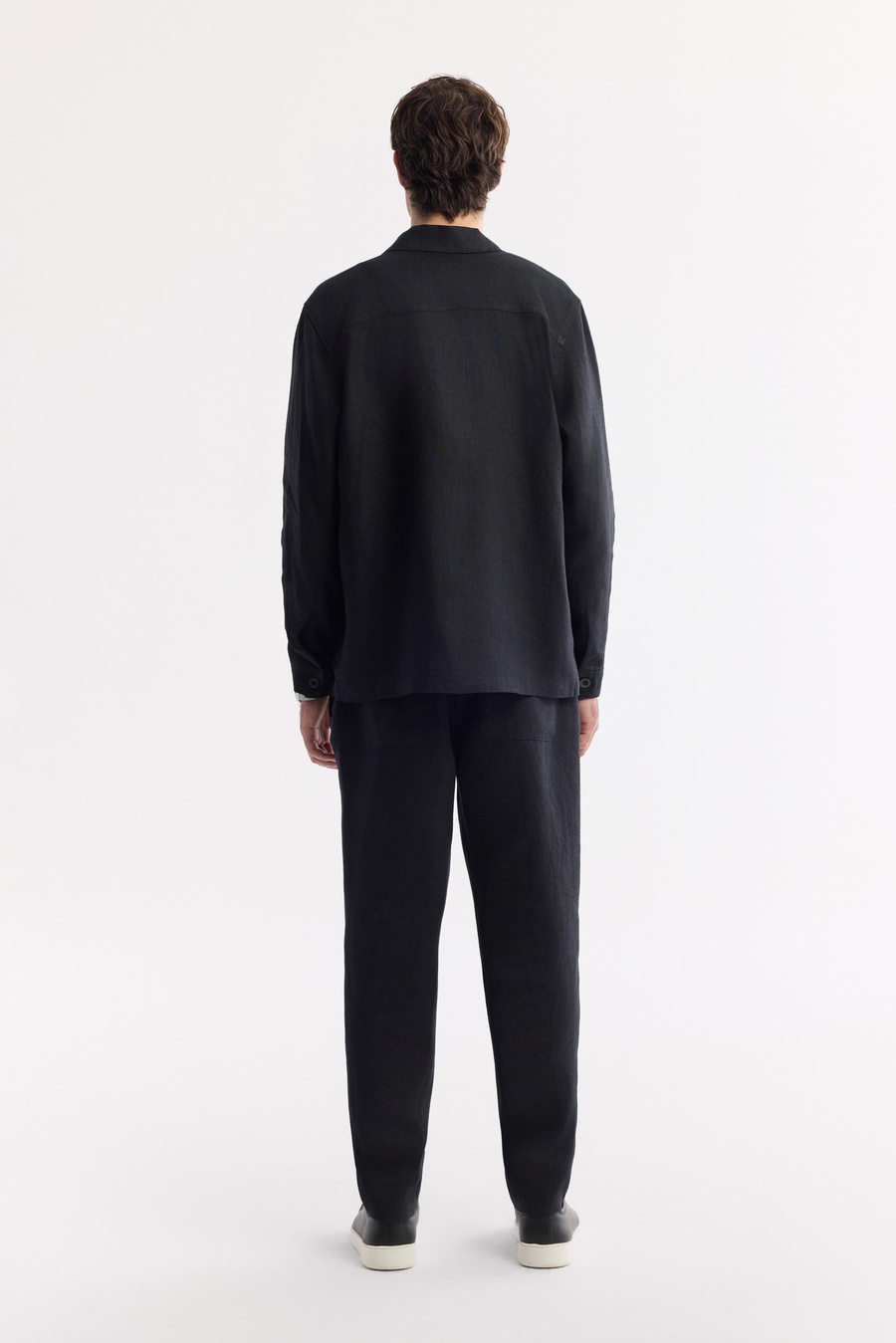 Siyah Klasik Yaka %100 Keten Comfort Fit Gömlek Ceket