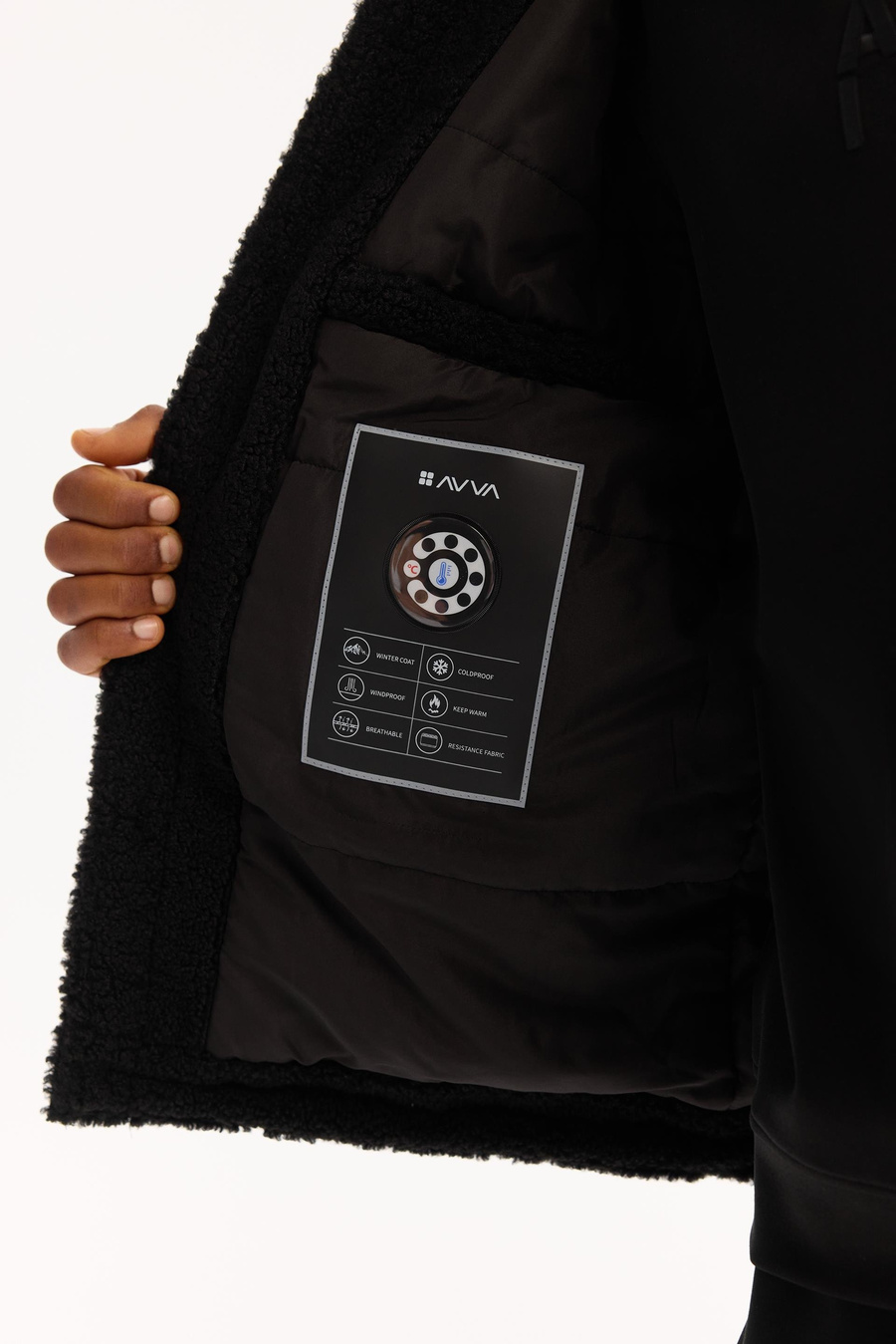 Siyah Klasik Yaka Comfort Fit Peluş Mont