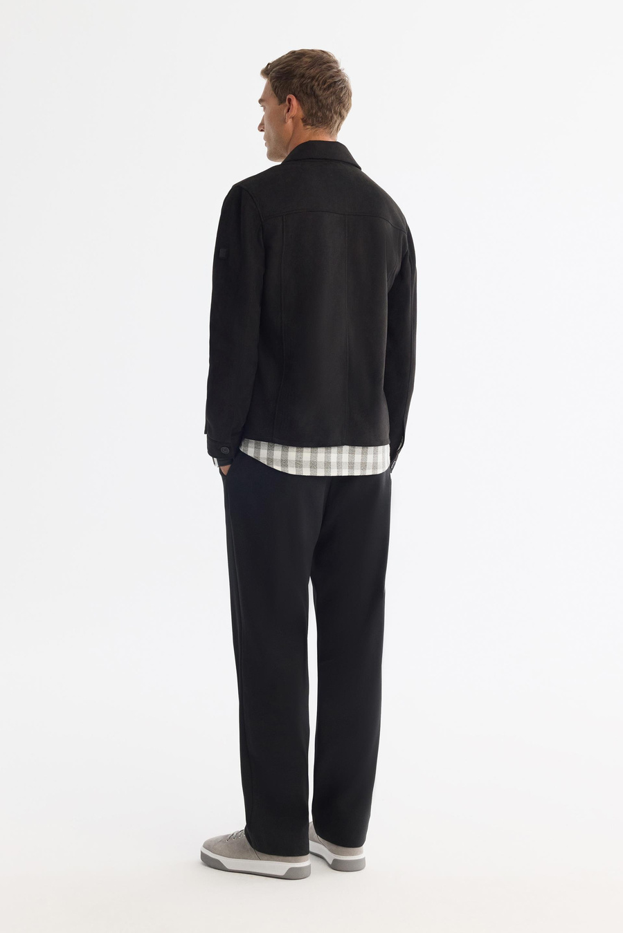 Siyah Klasik Yaka Süet Görünümlü Gömlek Mont