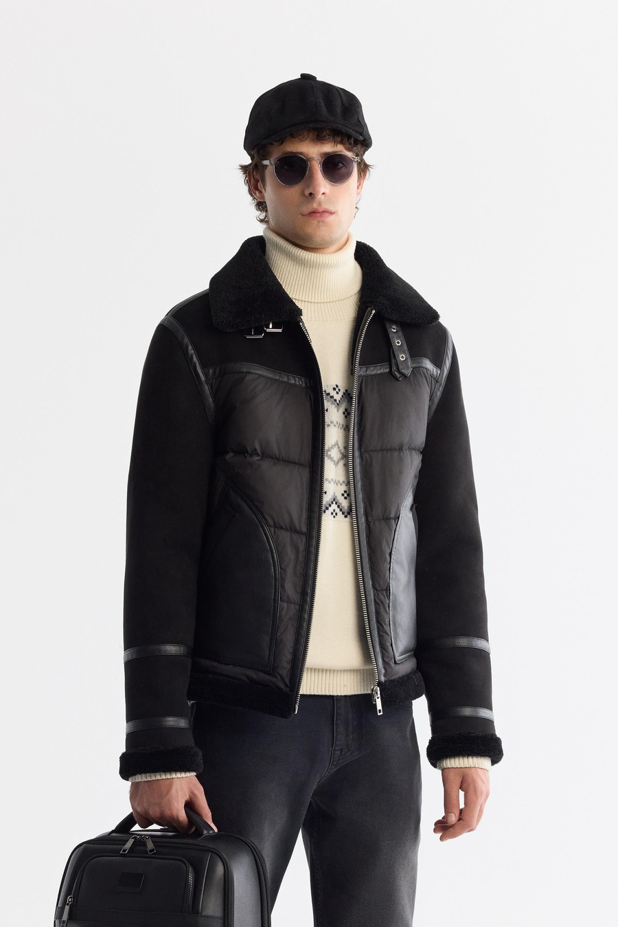 Siyah Kürklü Yaka Napa Mont