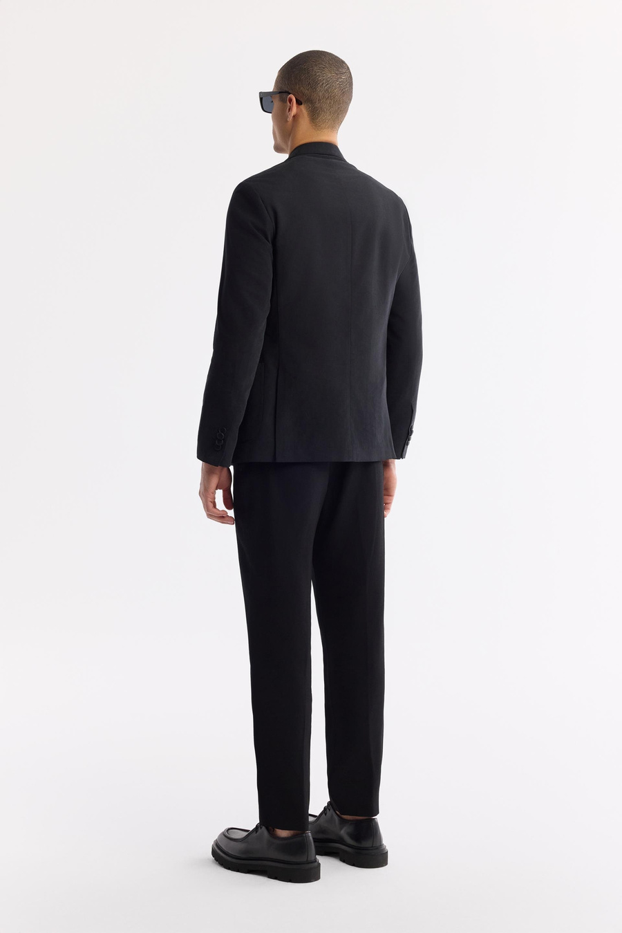 Siyah Mono Yaka Torba Cep Çift Yırtmaç Astarsız Lıghtweıght Tensel Kumaşlı Ceket