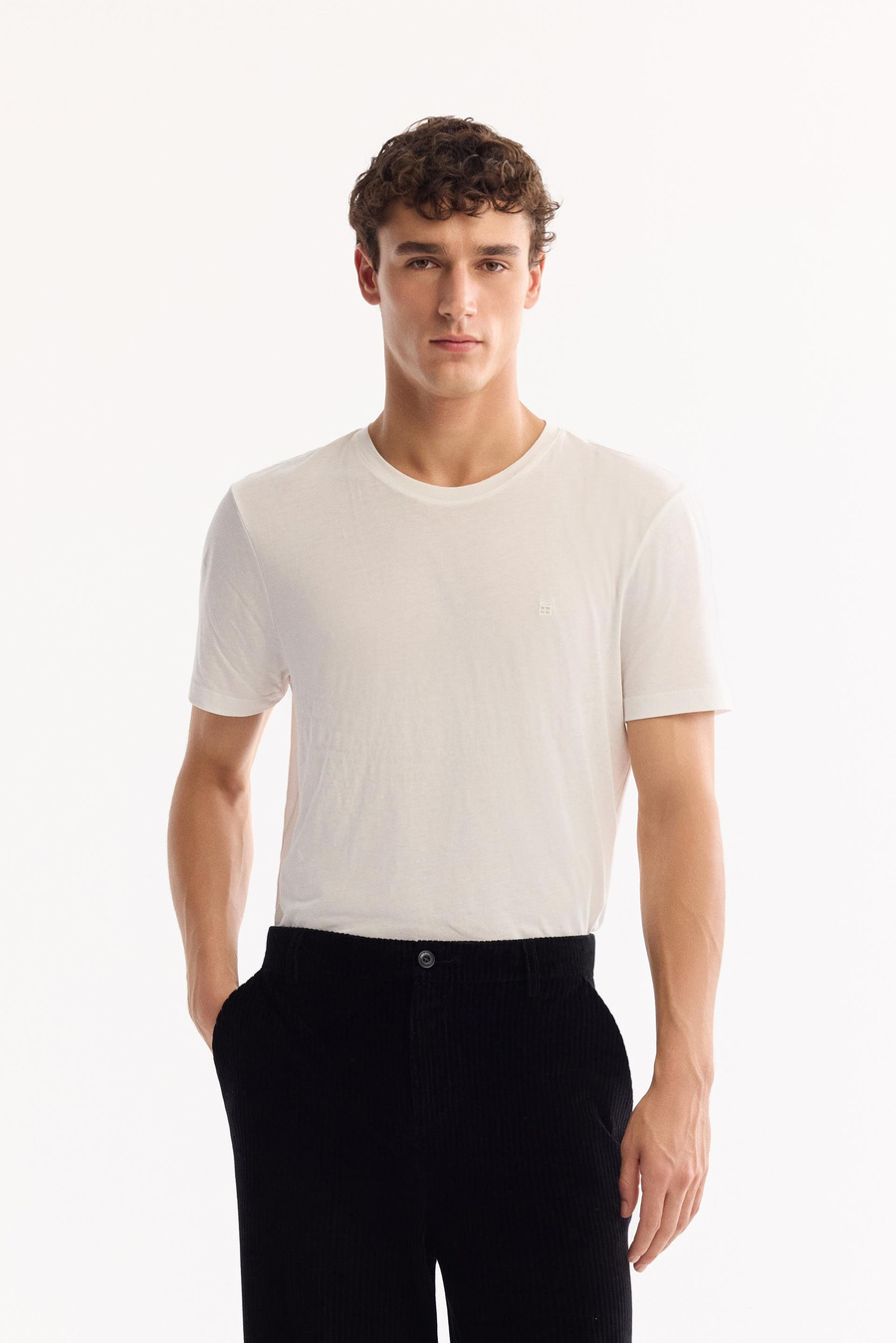 Siyah Pamuk Karışımlı Kadife Fitilli Baggy Fit Pantolon