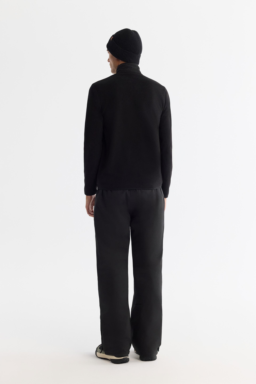 Siyah Paraşüt Garnili Yarım Fermuar Polar Sweatshirt