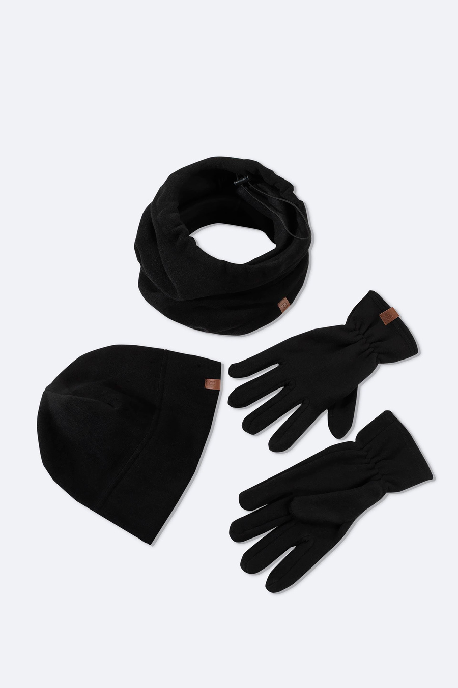 Siyah Polar Basic Boyunluk Bere ve Eldiven Seti