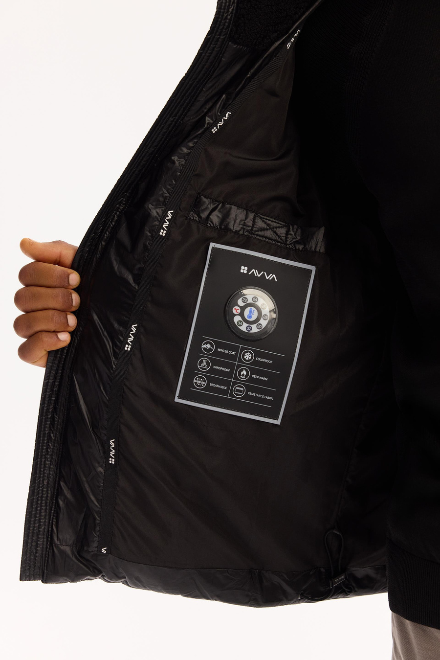 Siyah Pu Detaylı Kapitone Elyaf Dolum Mont