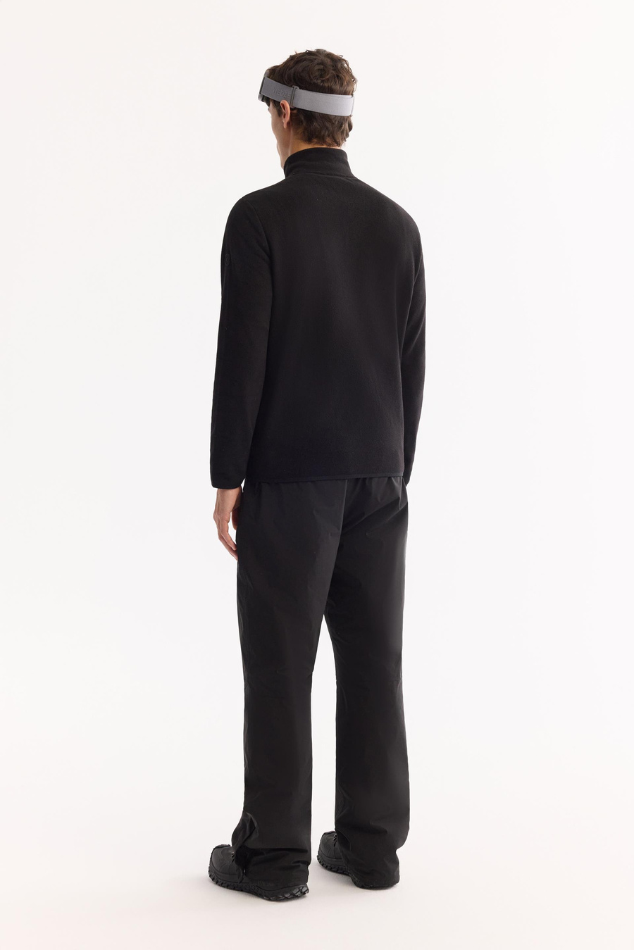 Siyah Soğuğa Dayanıklı Yarım Fermuarlı Dik Yaka Polar Sweatshirt