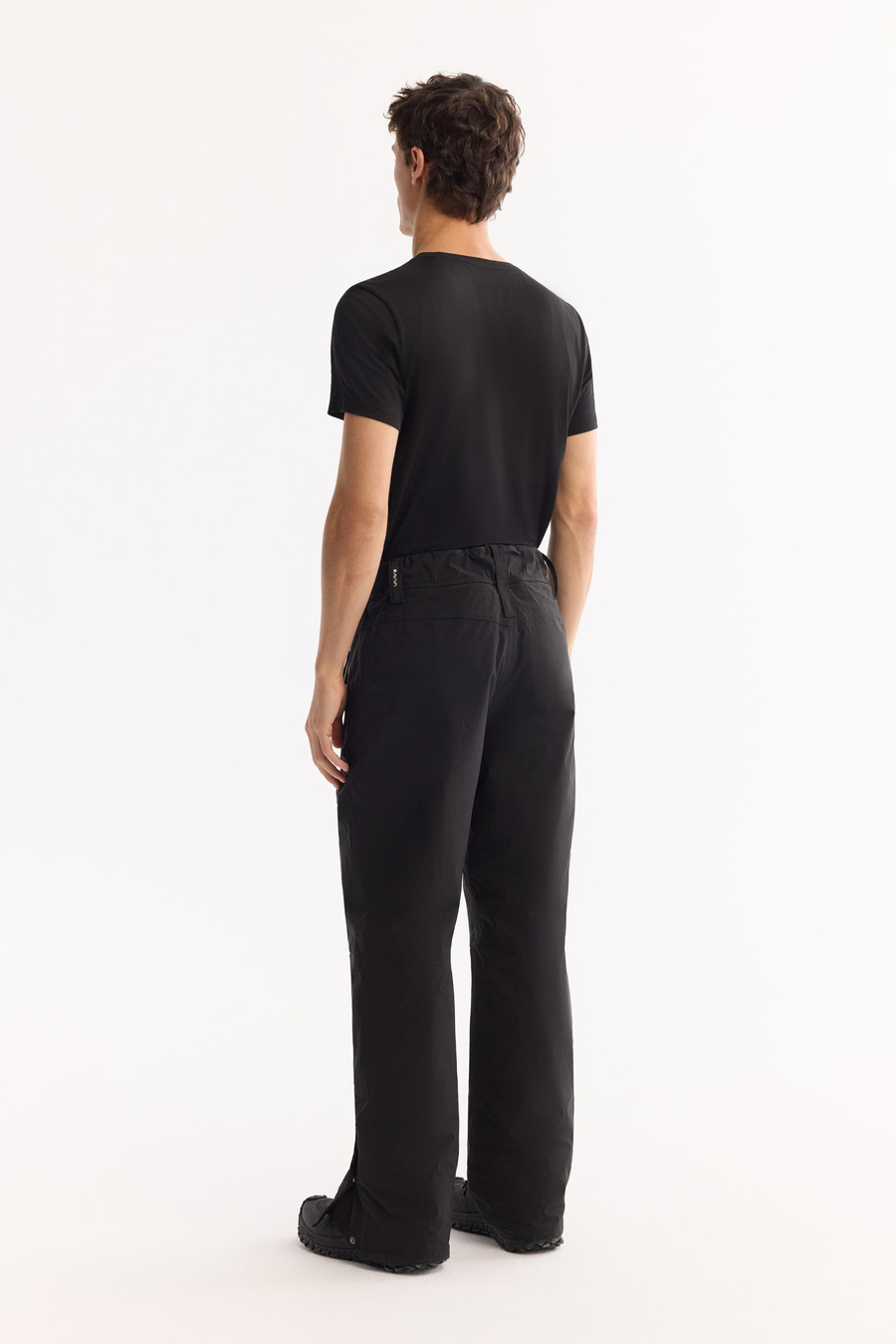 Siyah Su İtici Rüzgar Geçirmez Düz Paçası Çıtçıtlı Beli Ayarlanabilir Kayak Pantolonu