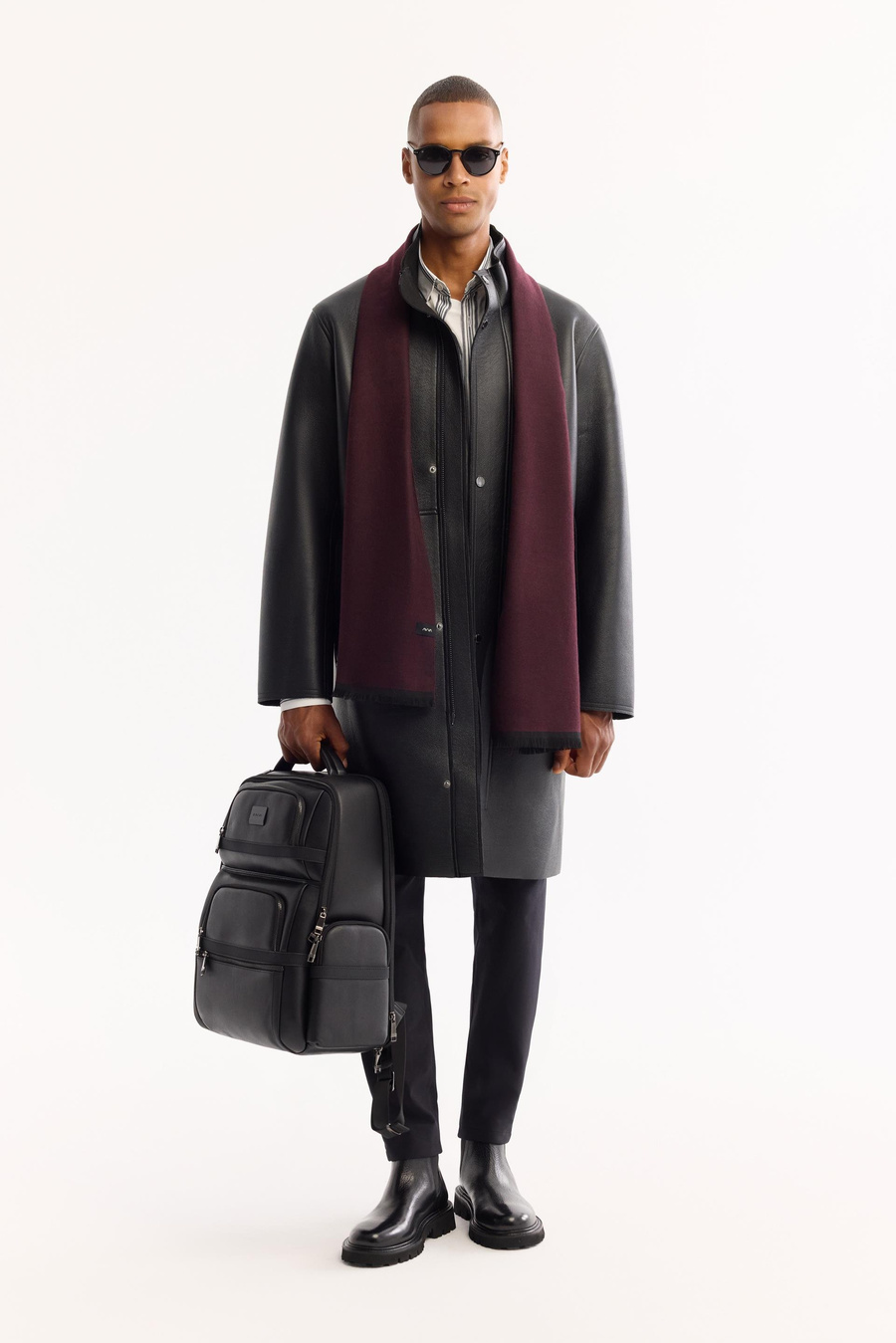 Siyah Uzun Dik Yaka Napa Kaban