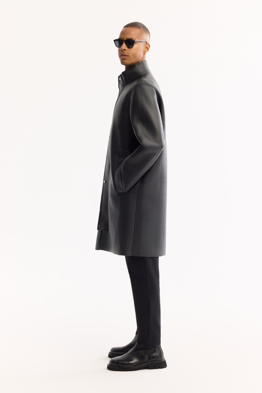 Siyah Uzun Dik Yaka Napa Kaban