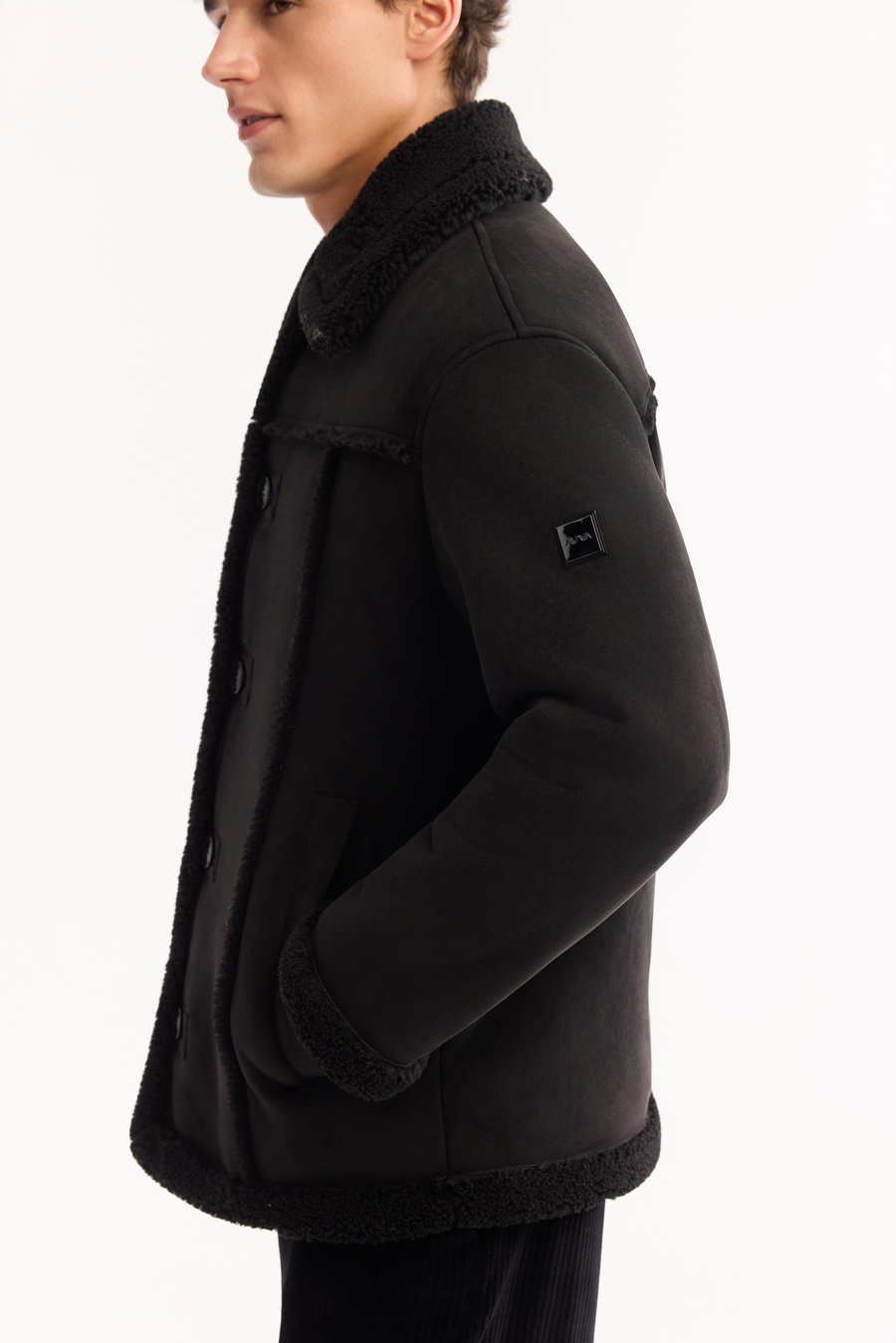 Siyah Yakası Kürklü Napa Mont