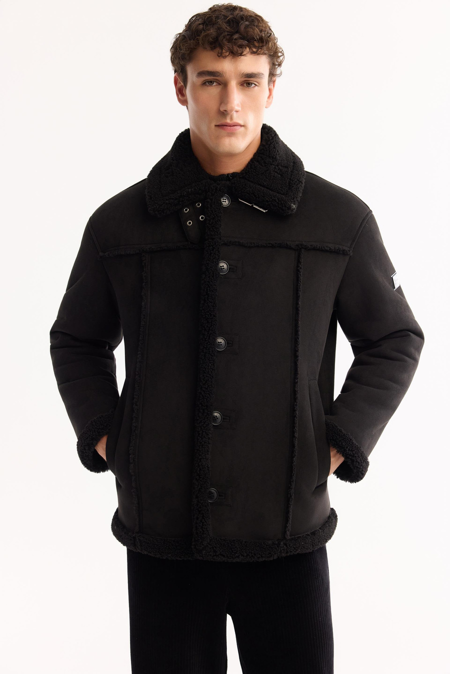 Siyah Yakası Kürklü Napa Mont