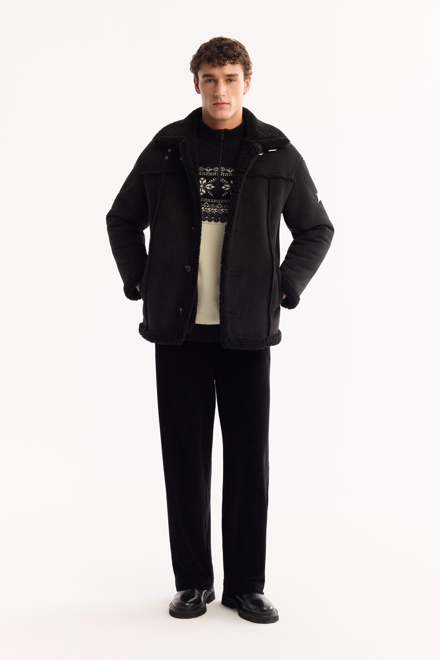 Siyah Yakası Kürklü Napa Mont