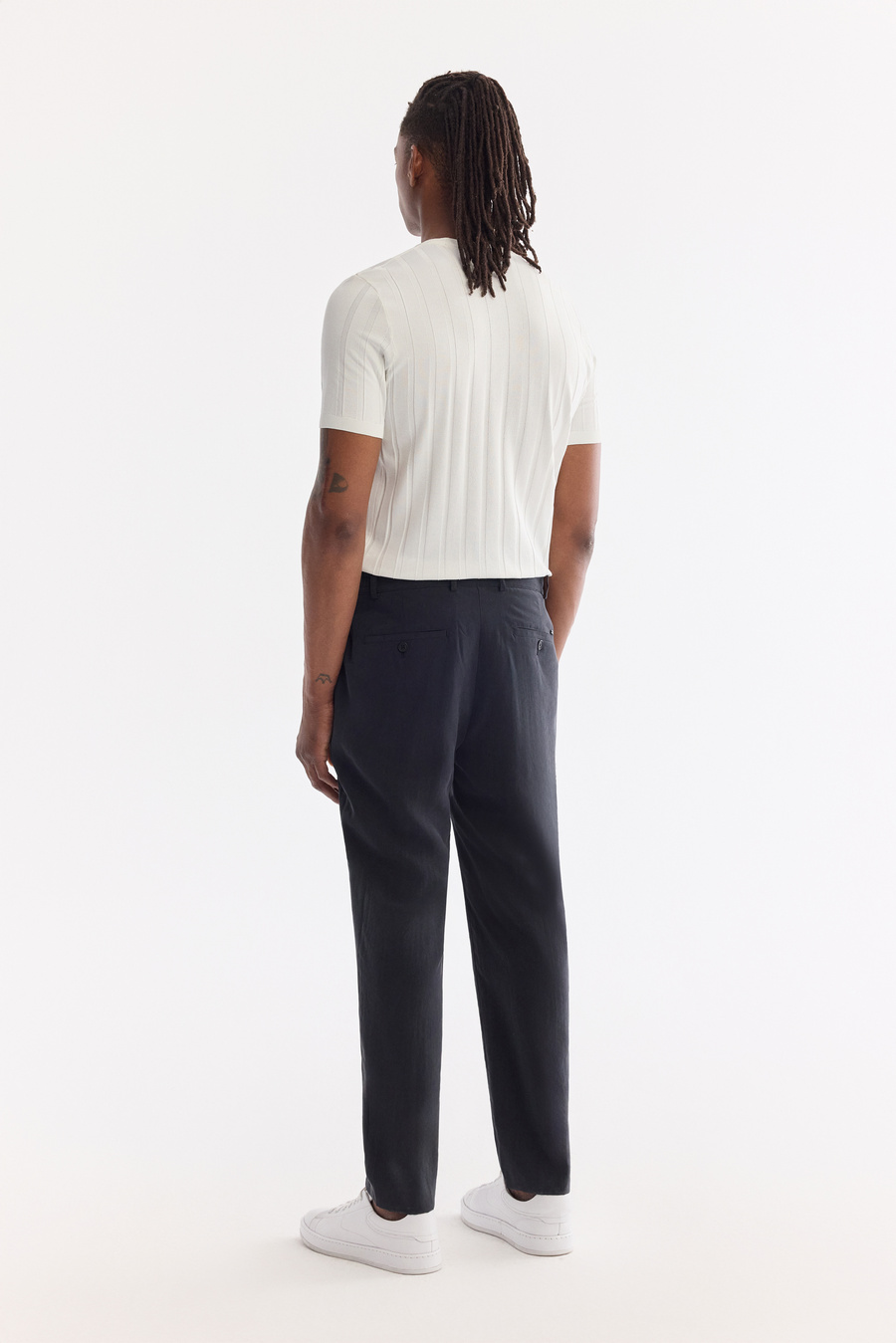 Siyah Yan Cepli Modal Tensel Kumaşlı Pantolon