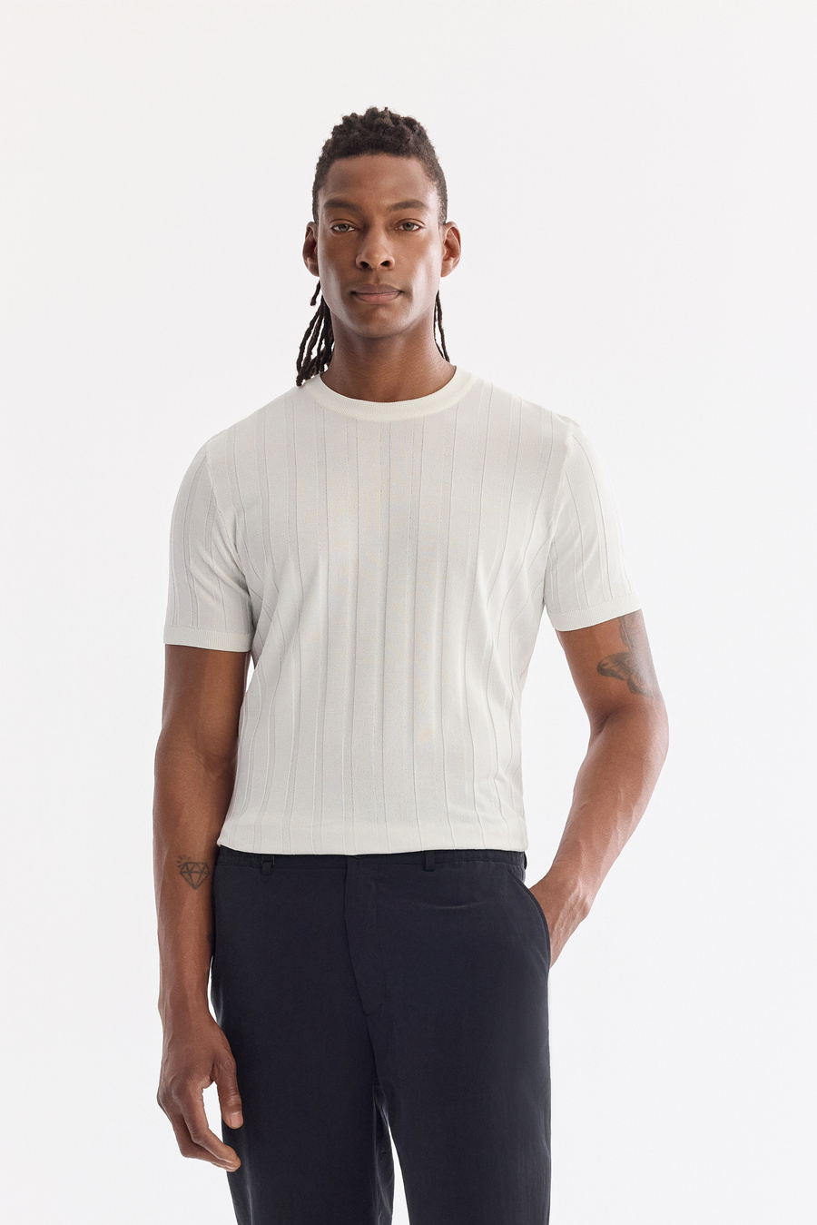 Siyah Yan Cepli Modal Tensel Kumaşlı Pantolon