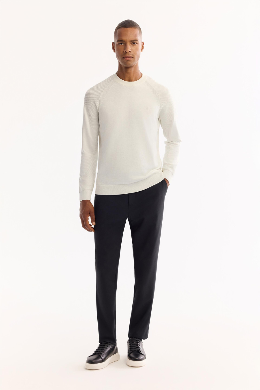 Siyah Yandan Cepli Beli Yarım Lastikli Bı-Stretch Teknik Kumaş Takım Pantolon