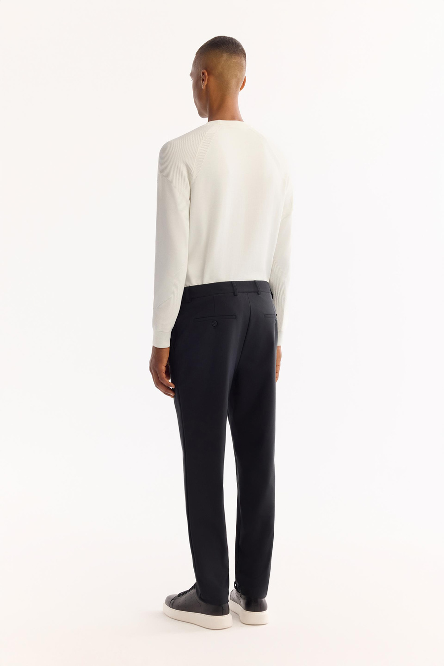 Siyah Yandan Cepli Beli Yarım Lastikli Bı-Stretch Teknik Kumaş Takım Pantolon