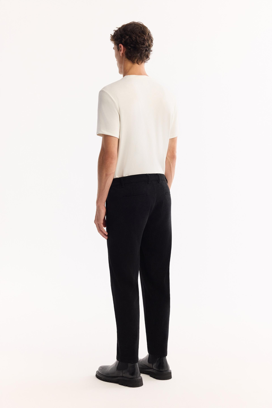 Siyah Yanı Lastikli Kadife Relaxed Fit Pantolon