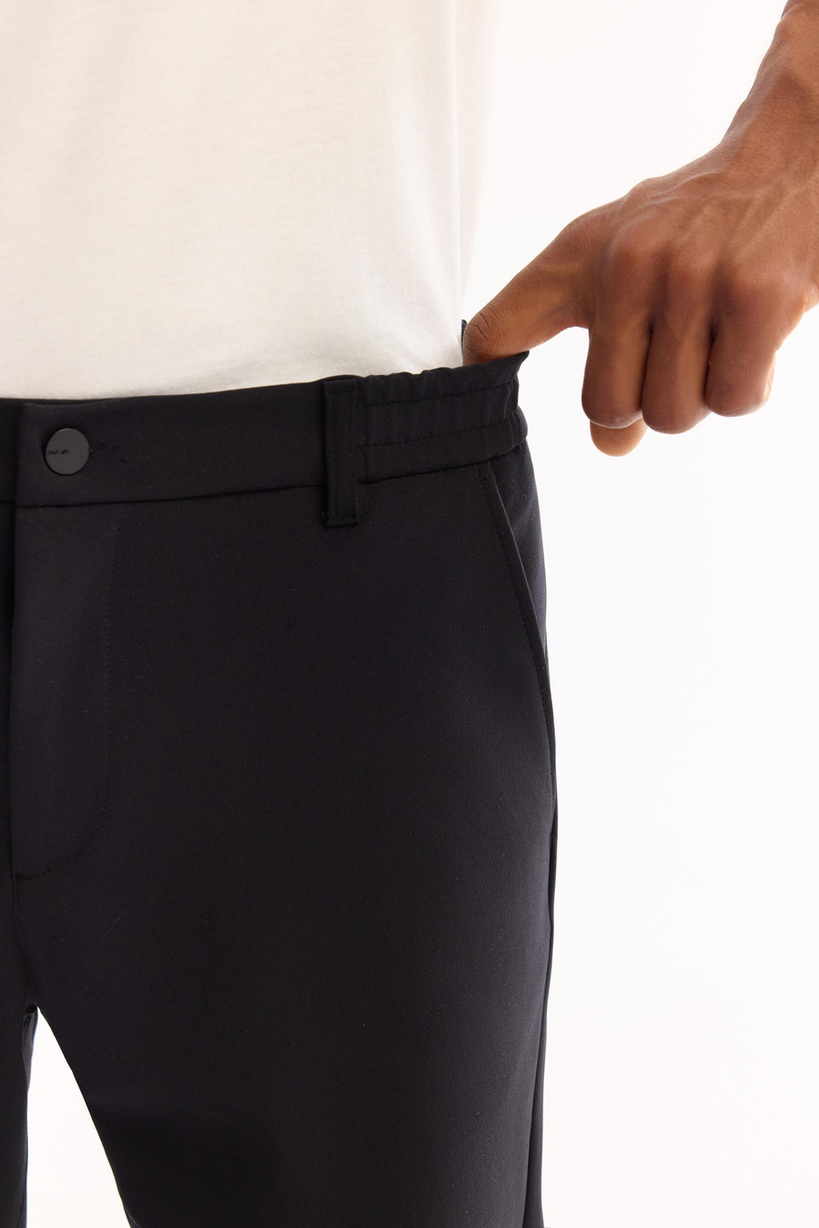 Siyah Yanı Lastikli Teknik Slim Fit Pantolon