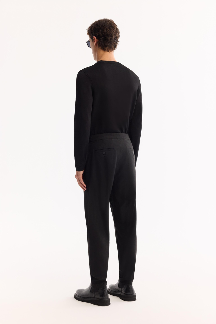 Siyah Yanları Tokalı Carrot Fit Pantolon