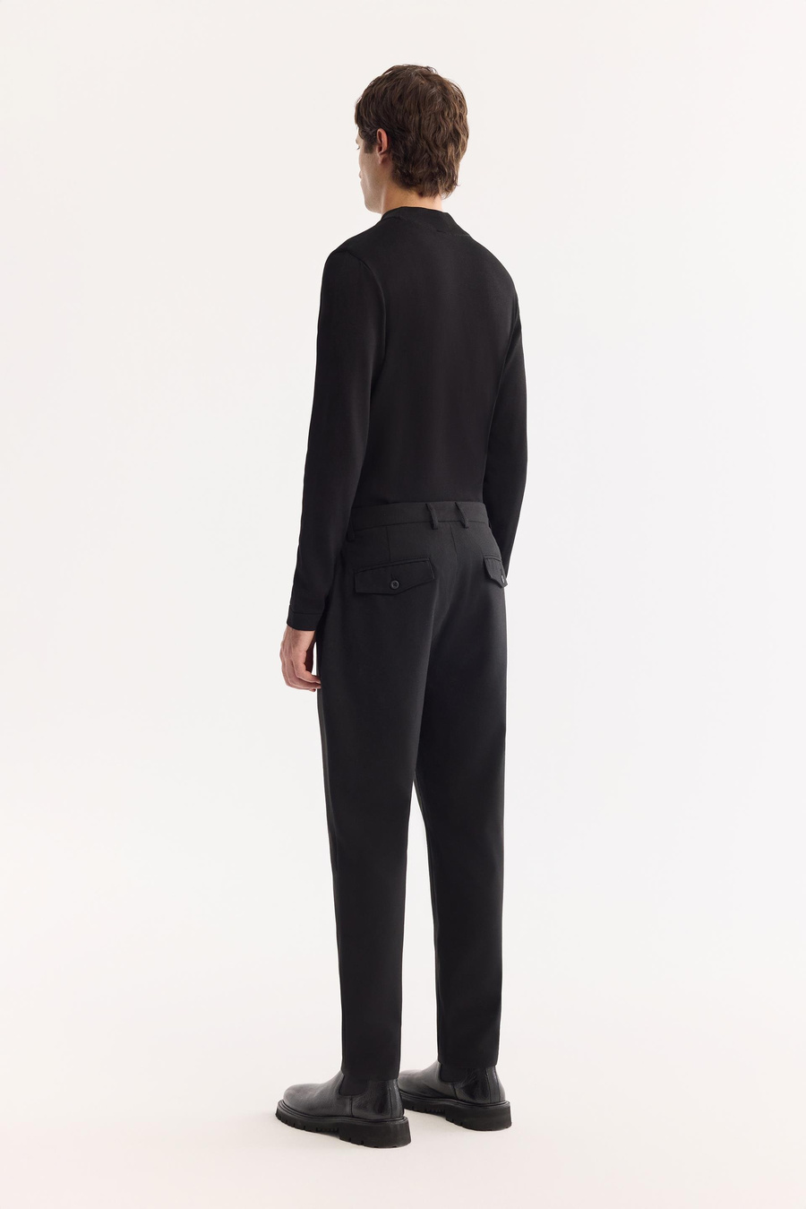 Siyah Yün Karışımlı Carrot Fit Pantolon