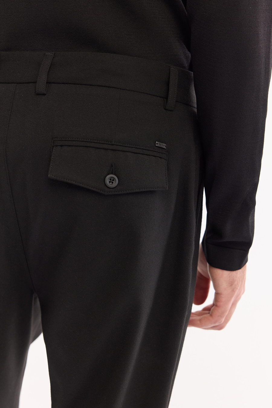 Siyah Yün Karışımlı Carrot Fit Pantolon