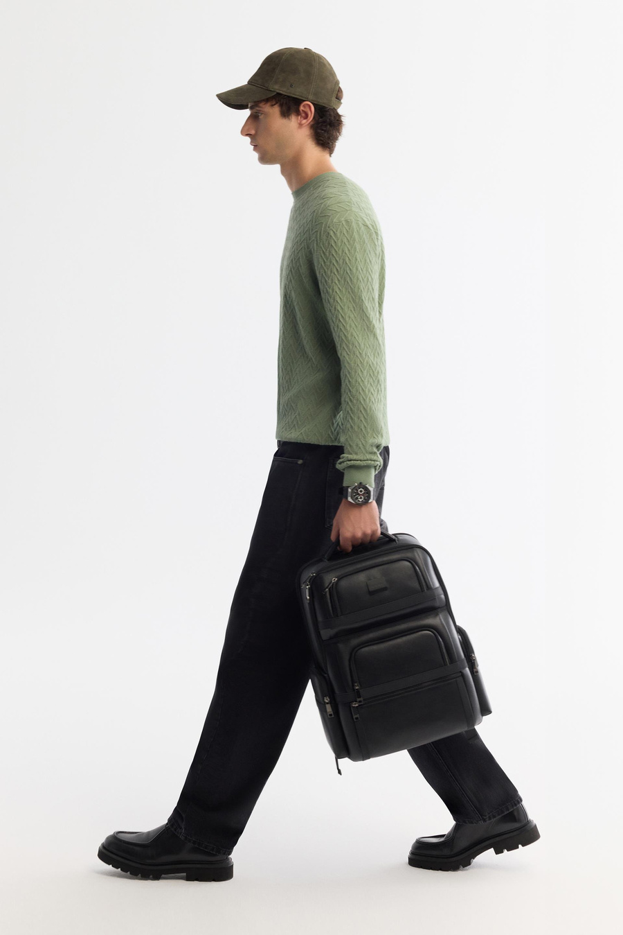 Su Yeşili Bisiklet Yaka Jakarlı Kazak