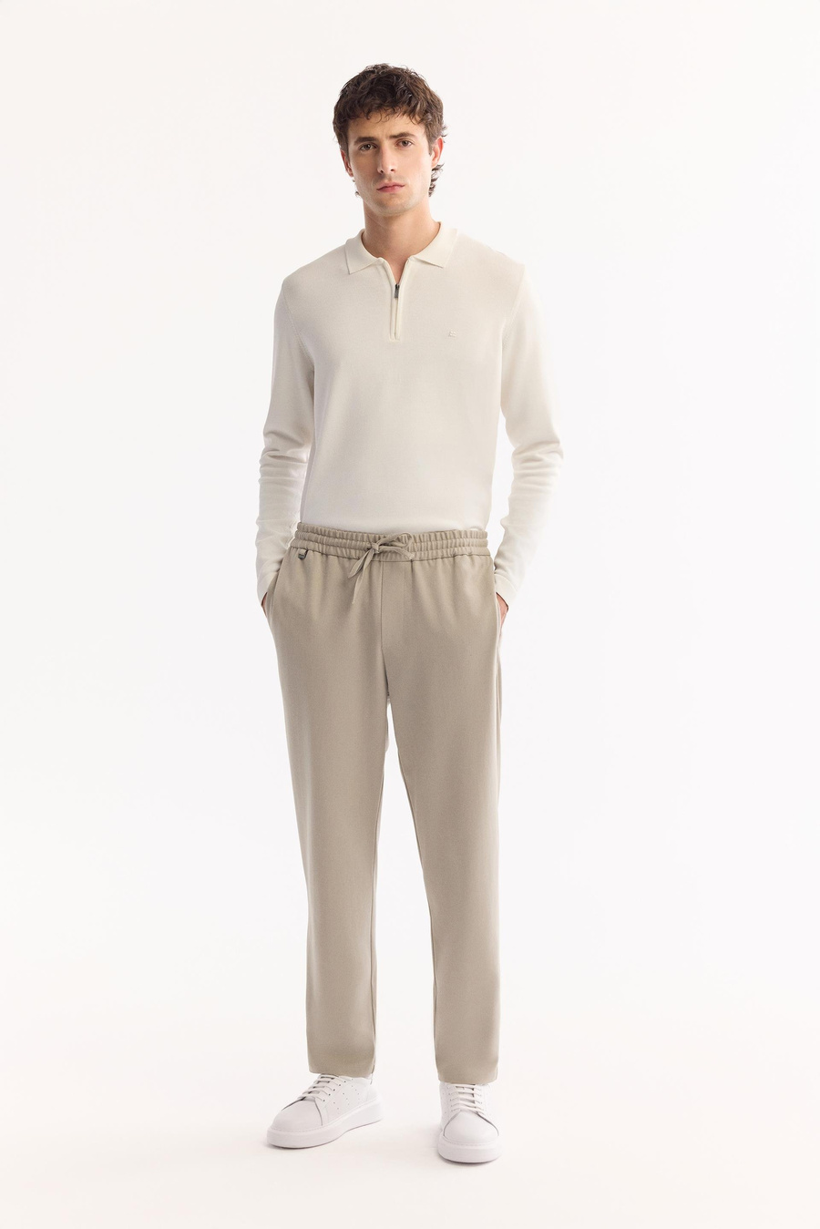 Taş Beli Lastikli Bağcıklı Relaxed Fit Pantolon