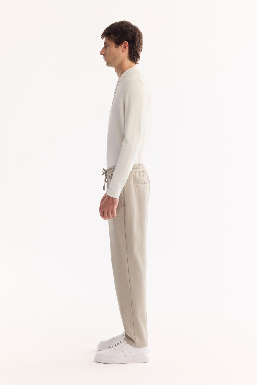 Taş Beli Lastikli Bağcıklı Relaxed Fit Pantolon