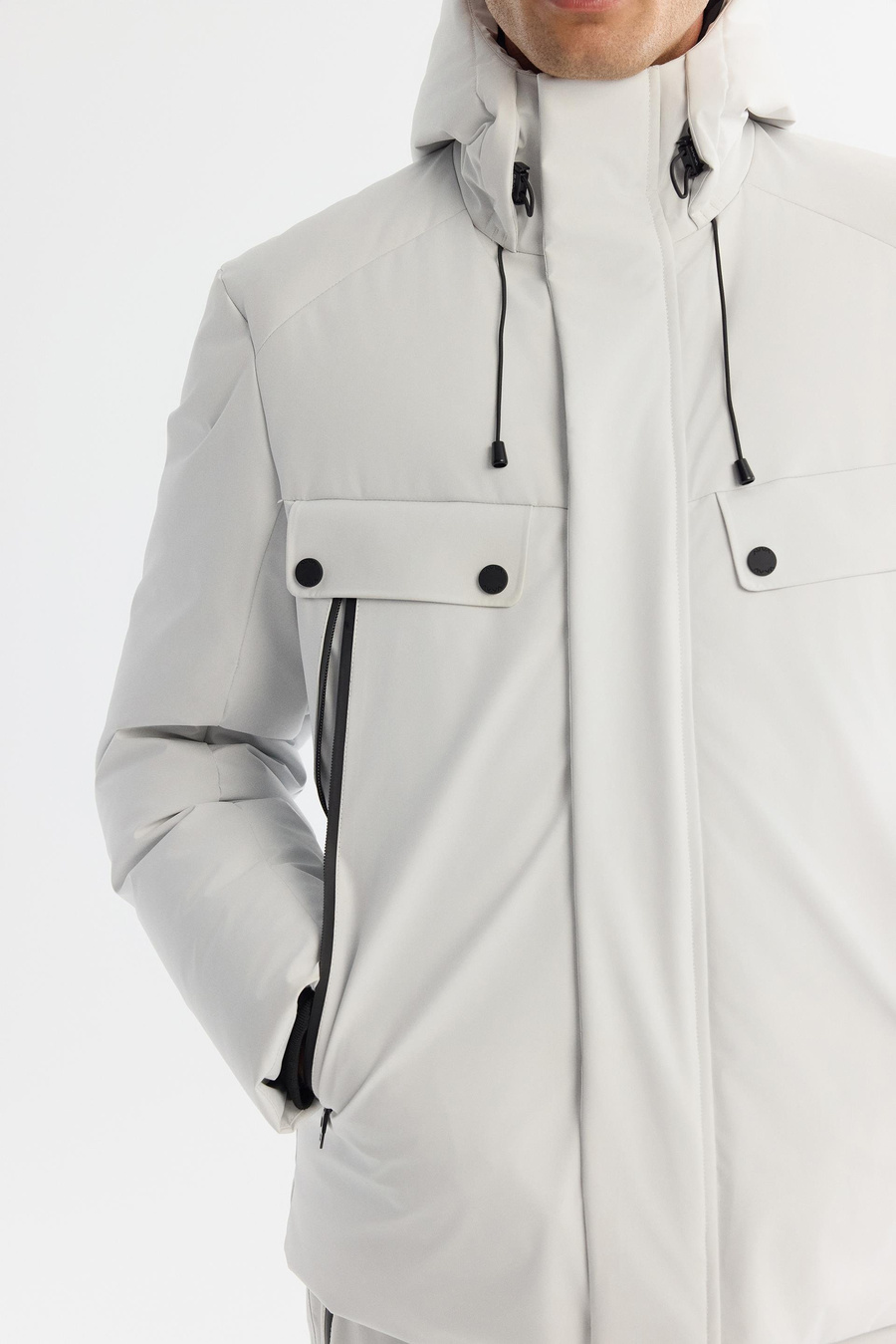 Taş Kapüşonlu Yaka Taşıma Askılı Rüzgar Geçirmez Kaz Tüyü Mont