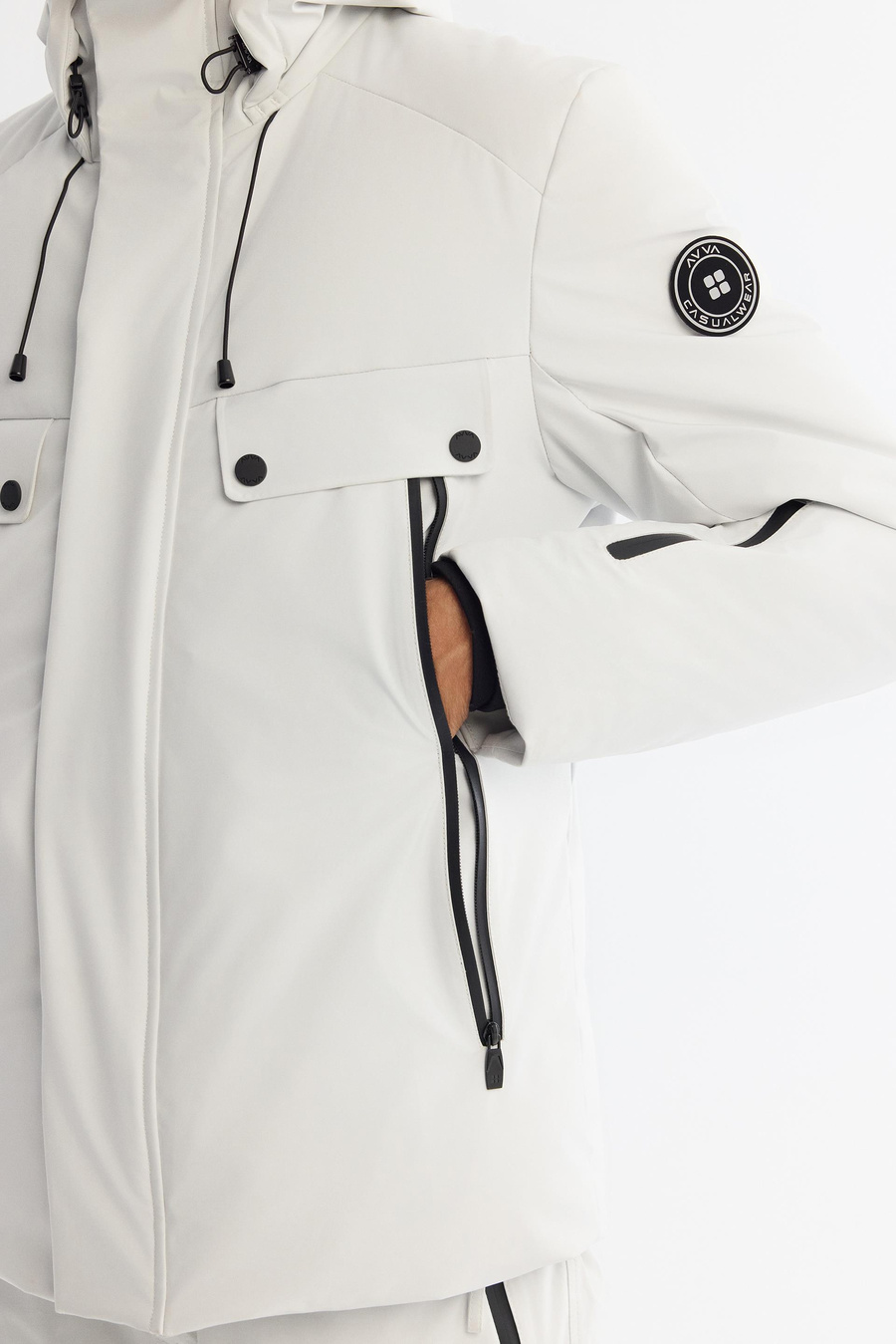 Taş Kapüşonlu Yaka Taşıma Askılı Rüzgar Geçirmez Kaz Tüyü Mont