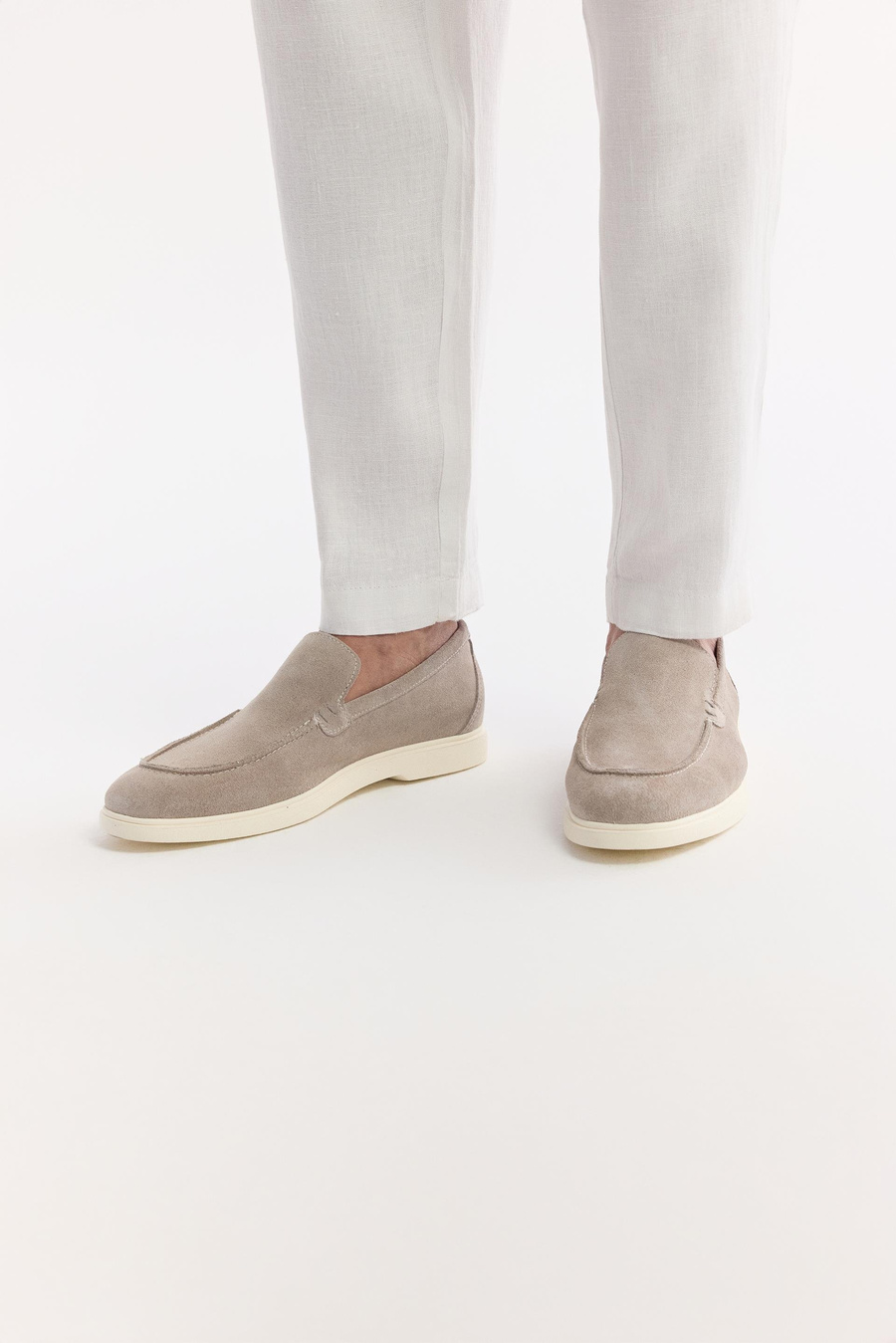 Stone Suede Loafer Shoes