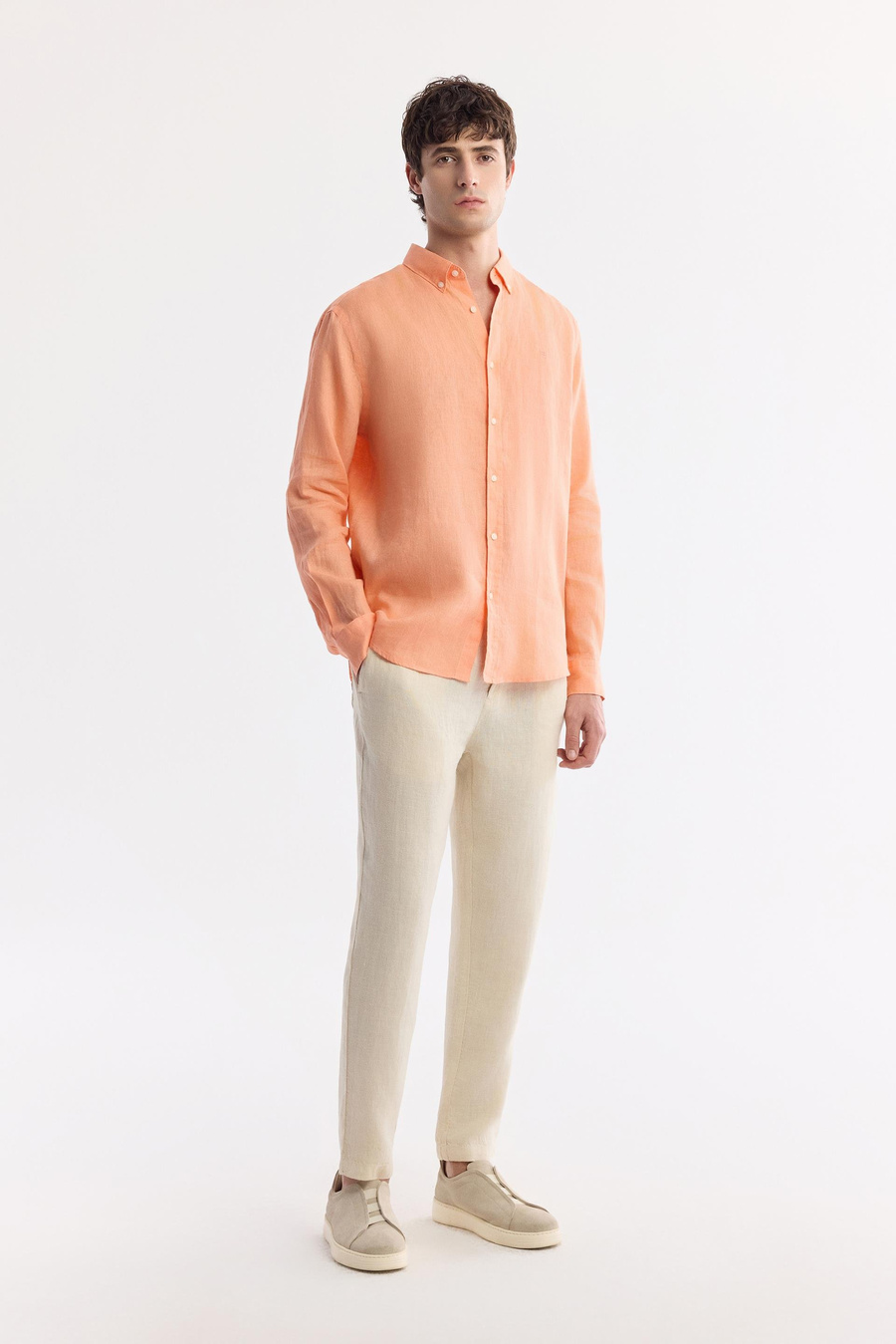 Orange Linen Shirt