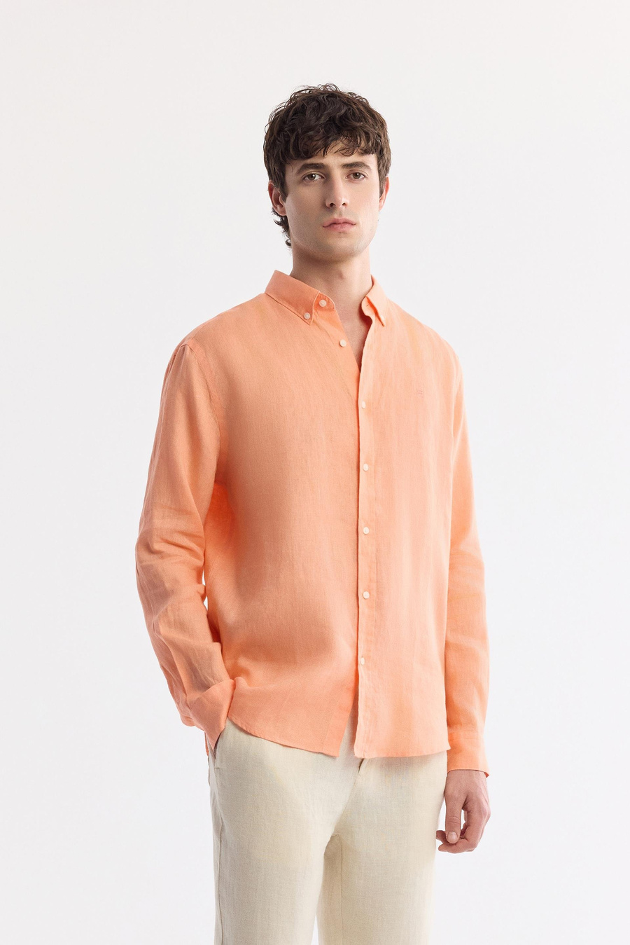 Orange Linen Shirt