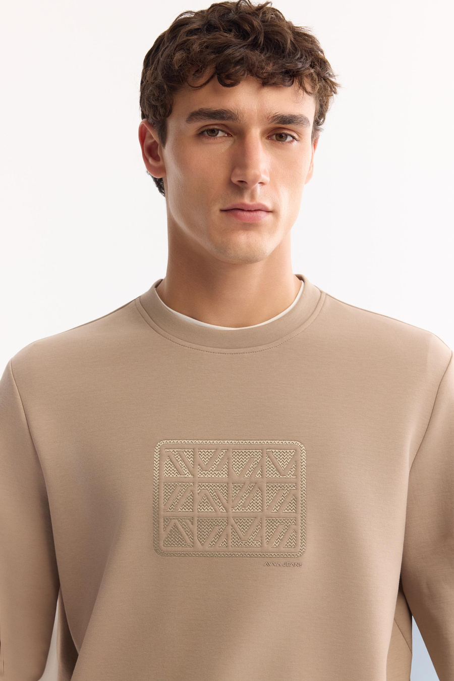 Vizon Bisiklet Yaka Aplike Baskı   İnterlok Sweatshirt