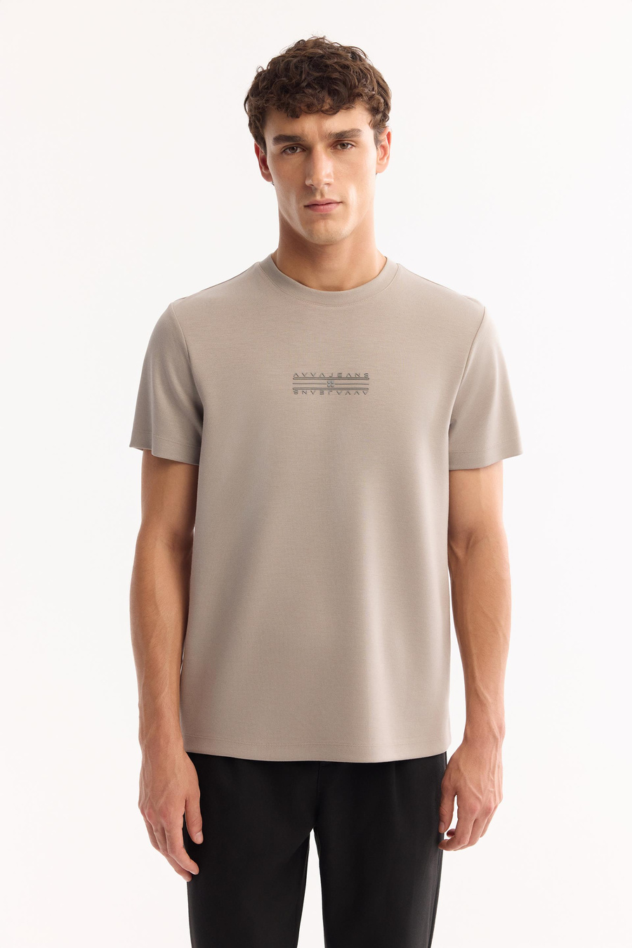 Vizon Bisiklet Yaka Enjeksiyon Baskılı İnterlok T-Shirt