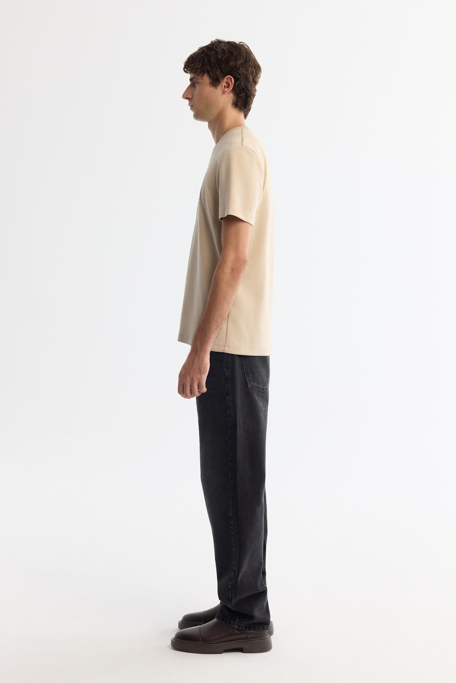 Vizon Bisiklet Yaka Gofre Baskılı T-shirt