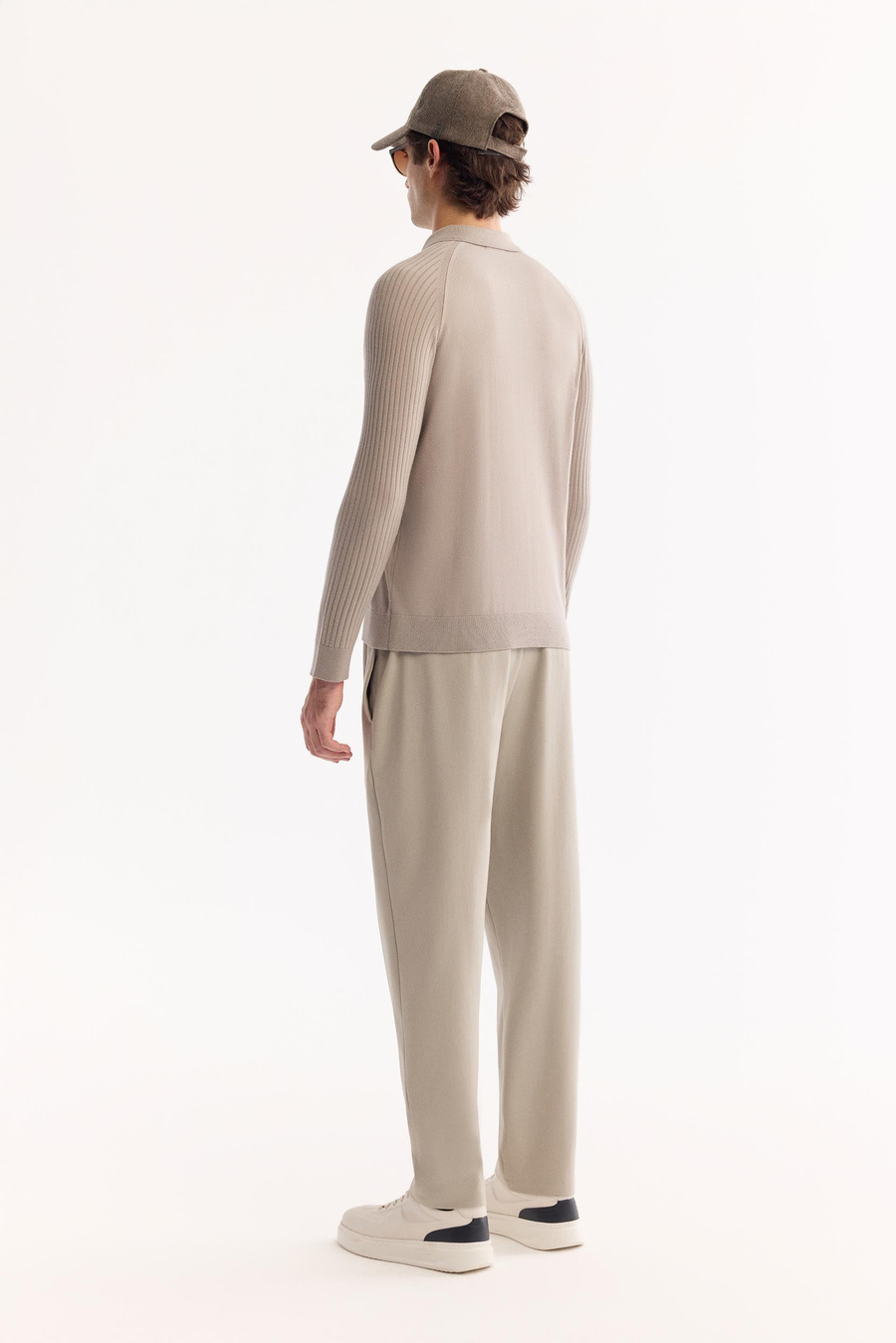 Vizon Polo Yaka Kolları Çizgi Örgü Detaylı Shoft Touch Kazak