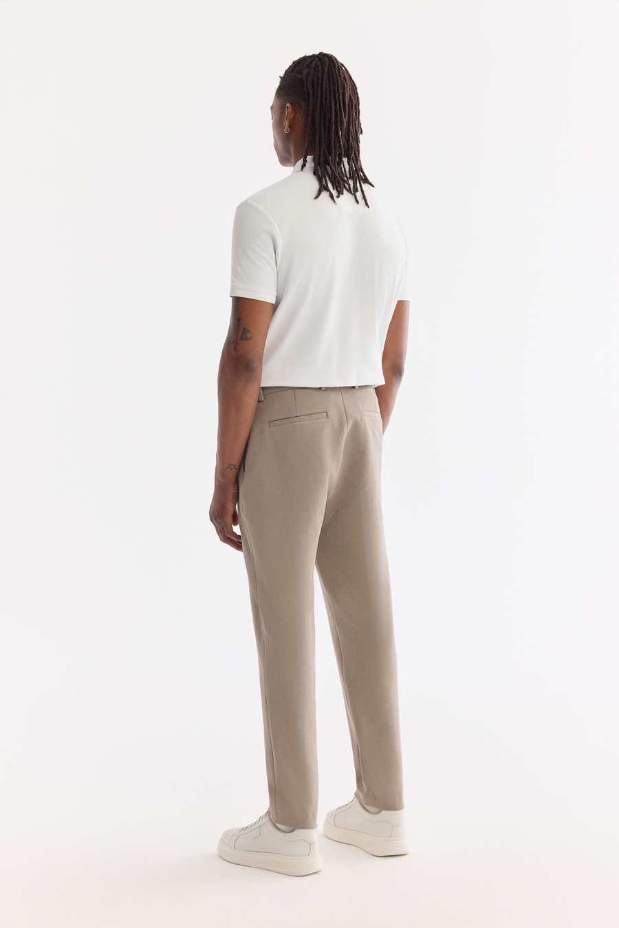 Yağ Yeşili Klasik Bel Örme Diyagonal Relaxed Fit Pantolon