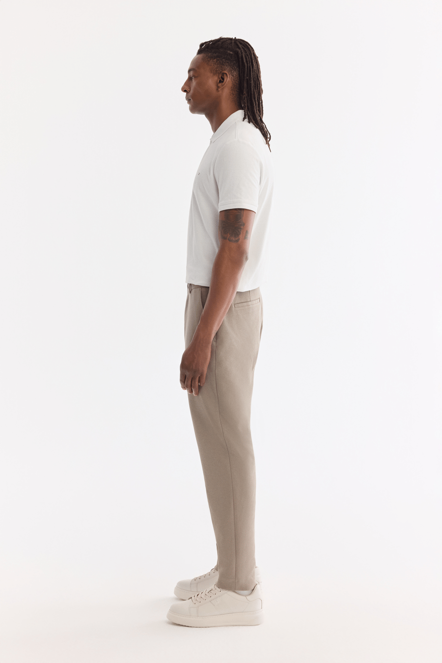 Yağ Yeşili Klasik Bel Örme Diyagonal Relaxed Fit Pantolon