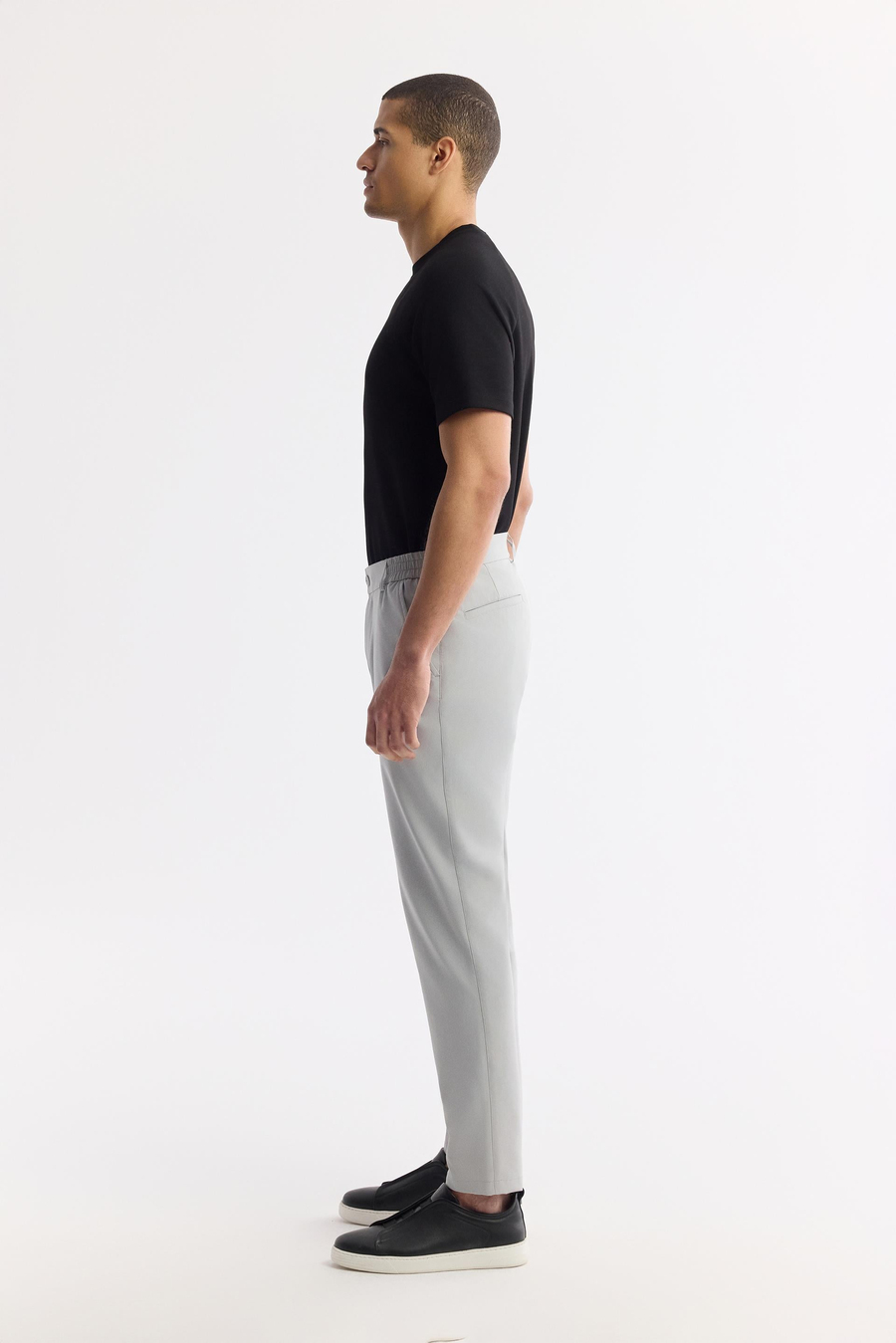Açık Gri Yanı Lastikli Teknik Kumaş Nora Slim Fit Pantolon