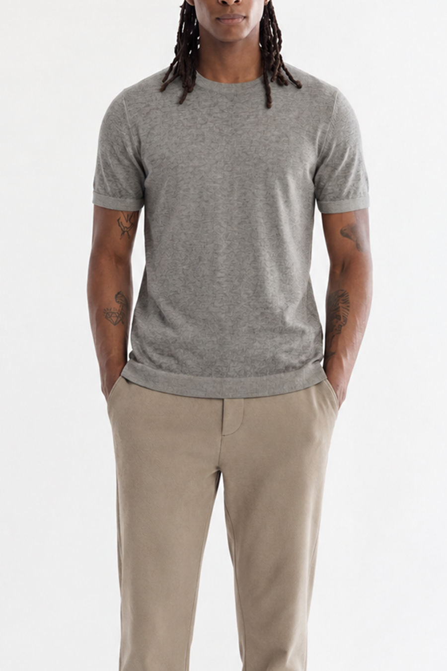 Antrasit Bisiklet Yaka Triko T-Shirt 